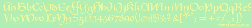 フォントXmasterpiece – 黄色の文字が緑の背景にあります