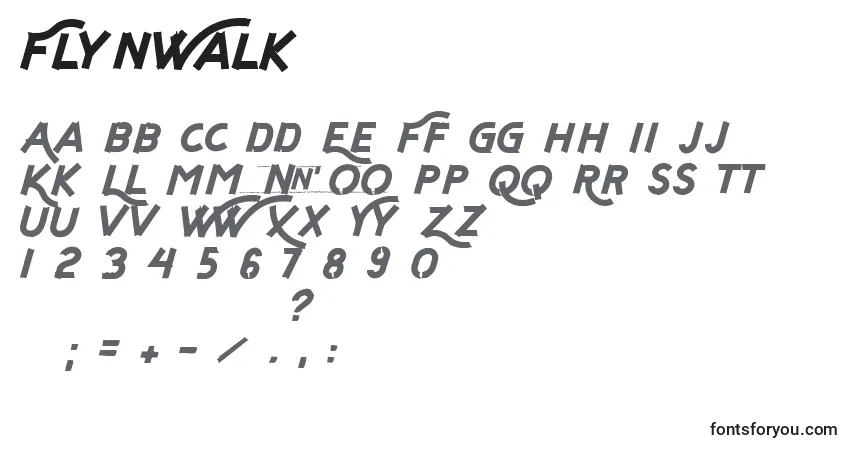 FlyNWalk-fontti – aakkoset, numerot, erikoismerkit