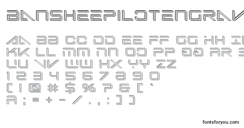 Bansheepilotengraveフォント–アルファベット、数字、特殊文字