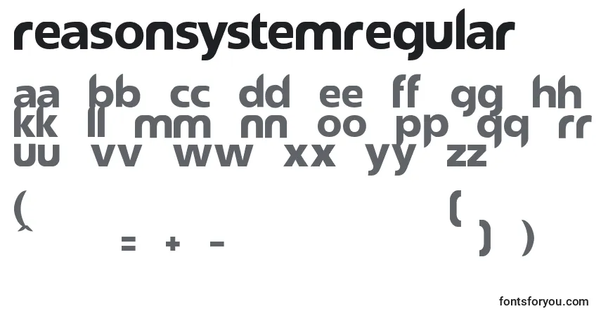 Schriftart ReasonsystemRegular – Alphabet, Zahlen, spezielle Symbole