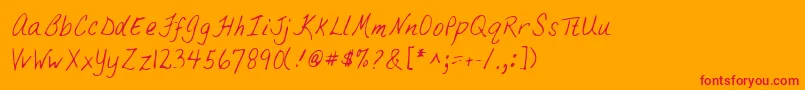 Lehn033-Schriftart – Rote Schriften auf orangefarbenem Hintergrund