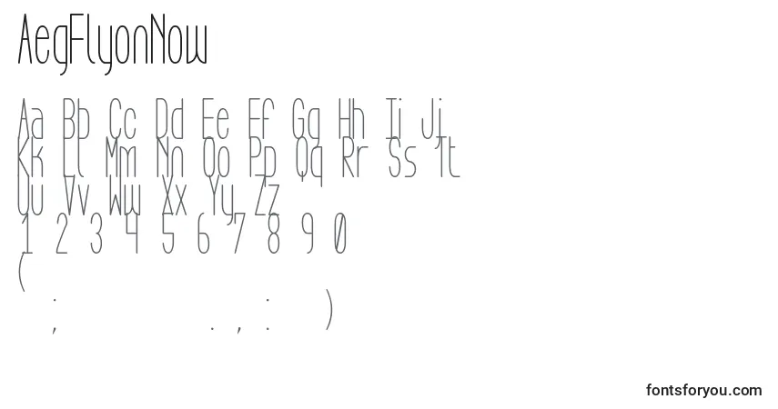 Fuente AegFlyonNow - alfabeto, números, caracteres especiales
