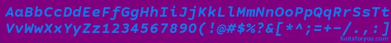 CourierPrimeSansBoldItalic Font – Blue Fonts on Purple Background
