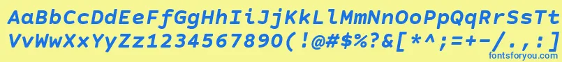 CourierPrimeSansBoldItalic Font – Blue Fonts on Yellow Background