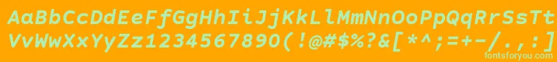 CourierPrimeSansBoldItalic Font – Green Fonts on Orange Background