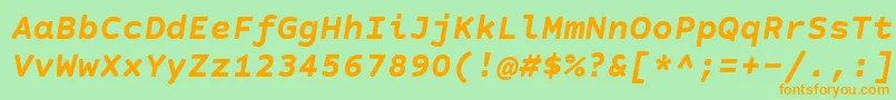 CourierPrimeSansBoldItalic Font – Orange Fonts on Green Background