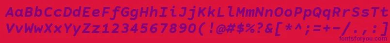 CourierPrimeSansBoldItalic Font – Purple Fonts on Red Background