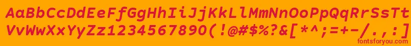 CourierPrimeSansBoldItalic Font – Red Fonts on Orange Background