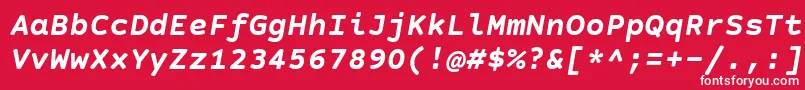 Czcionka CourierPrimeSansBoldItalic – białe czcionki na czerwonym tle