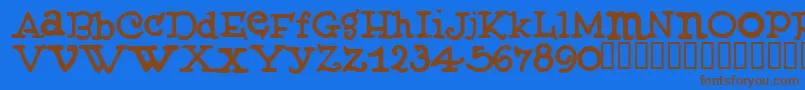 Muffy Font – Brown Fonts on Blue Background