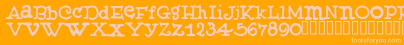 Muffy-Schriftart – Rosa Schriften auf orangefarbenem Hintergrund