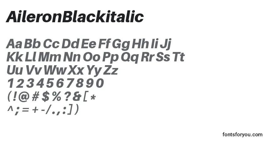 AileronBlackitalic-fontti – aakkoset, numerot, erikoismerkit