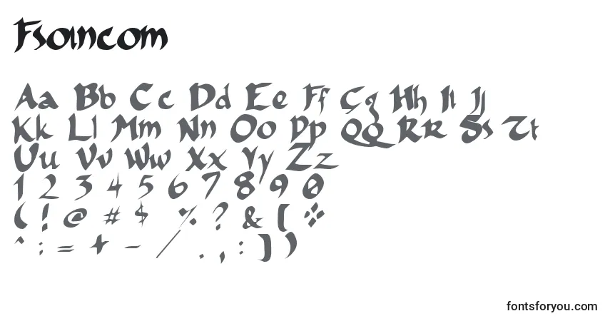 Czcionka Fsoincom – alfabet, cyfry, specjalne znaki