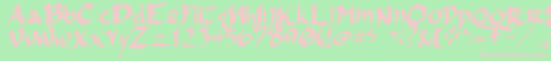 Fsoincomフォントについての詳細 フォントFsoincom – 緑の背景にピンクのフォント