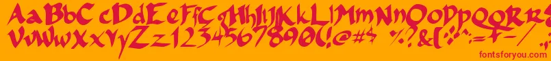 フォントFsoincom – オレンジの背景に赤い文字