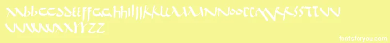 DeBellis-Schriftart – Weiße Schriften auf gelbem Hintergrund