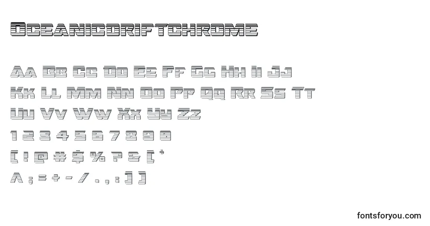 Czcionka Oceanicdriftchrome – alfabet, cyfry, specjalne znaki