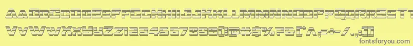 フォントOceanicdriftchrome – 黄色の背景に灰色の文字