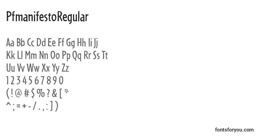 PfmanifestoRegular Font – alphabet, numbers, special characters