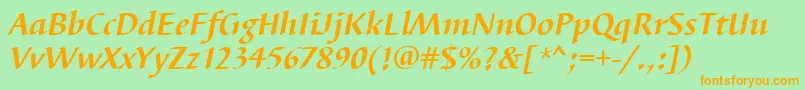 BarbedortBoldItalic Font – Orange Fonts on Green Background