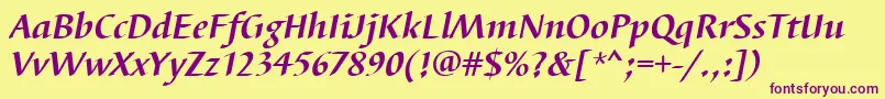 BarbedortBoldItalic Font – Purple Fonts on Yellow Background