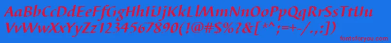 BarbedortBoldItalic Font – Red Fonts on Blue Background