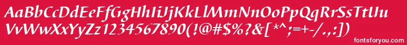 フォントBarbedortBoldItalic – 赤い背景に白い文字