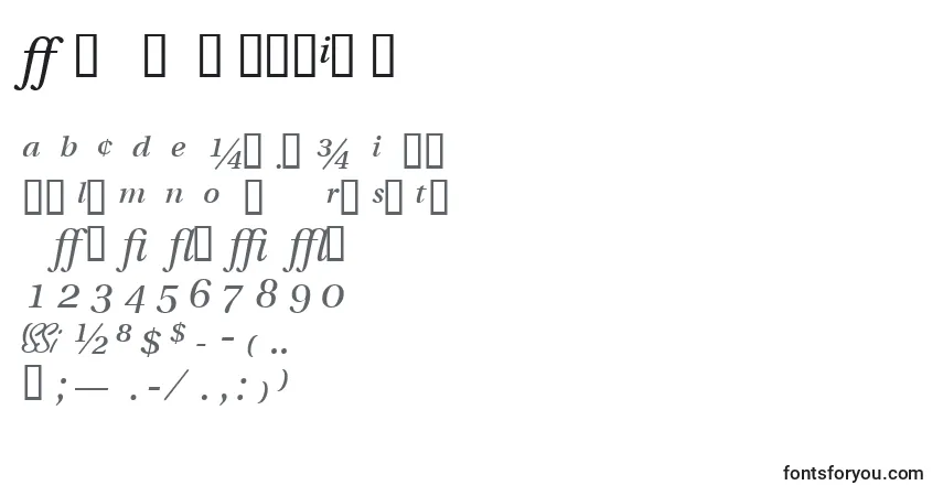 A fonte VeracityprosskItalic – alfabeto, números, caracteres especiais