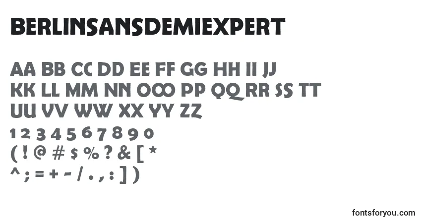 Шрифт BerlinsansDemiexpert – алфавит, цифры, специальные символы