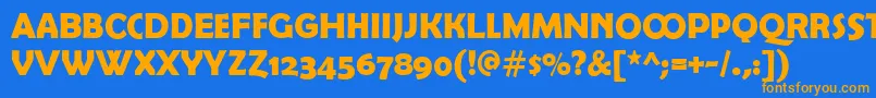 BerlinsansDemiexpert-Schriftart – Orangefarbene Schriften auf blauem Hintergrund