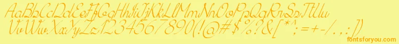 KhErzaScriptItalic-Schriftart – Orangefarbene Schriften auf gelbem Hintergrund