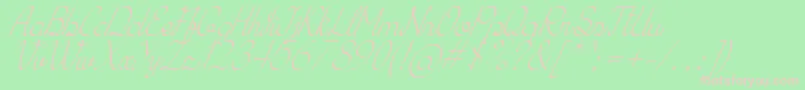 Fonte KhErzaScriptItalic – fontes rosa em um fundo verde