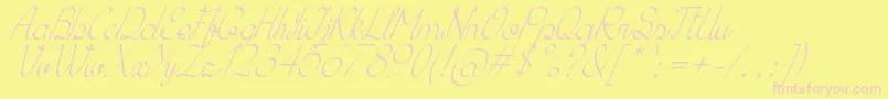 KhErzaScriptItalic-Schriftart – Rosa Schriften auf gelbem Hintergrund