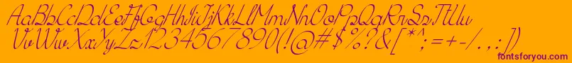 KhErzaScriptItalic Font – Purple Fonts on Orange Background