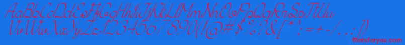 KhErzaScriptItalic Font – Red Fonts on Blue Background