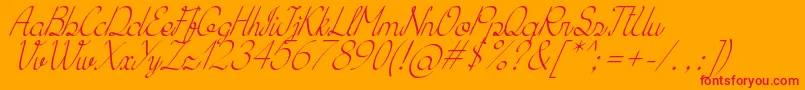 KhErzaScriptItalic-Schriftart – Rote Schriften auf orangefarbenem Hintergrund