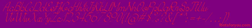 KhErzaScriptItalic-Schriftart – Rote Schriften auf violettem Hintergrund