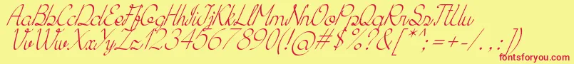 KhErzaScriptItalic-Schriftart – Rote Schriften auf gelbem Hintergrund