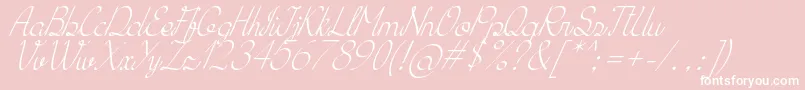 KhErzaScriptItalic-fontti – valkoiset fontit vaaleanpunaisella taustalla
