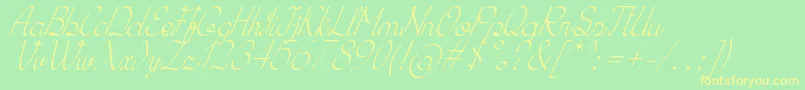 Шрифт KhErzaScriptItalic – жёлтые шрифты на зелёном фоне