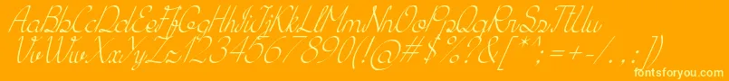 KhErzaScriptItalic-Schriftart – Gelbe Schriften auf orangefarbenem Hintergrund