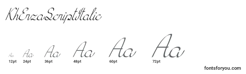 Размеры шрифта KhErzaScriptItalic