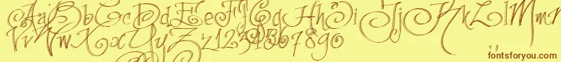 Fpenstrial Font – Brown Fonts on Yellow Background