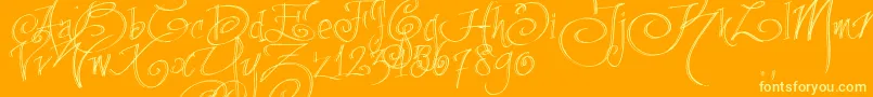 Fpenstrial-Schriftart – Gelbe Schriften auf orangefarbenem Hintergrund