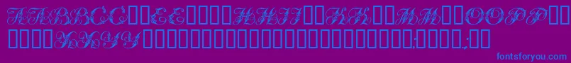 Tchekhonin2-Schriftart – Blaue Schriften auf violettem Hintergrund