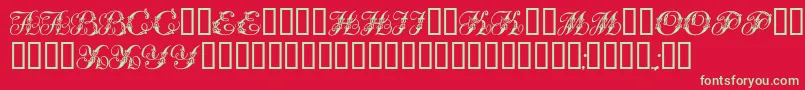 Tchekhonin2-Schriftart – Grüne Schriften auf rotem Hintergrund