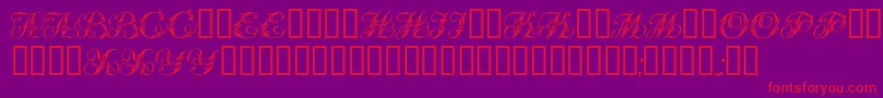 Tchekhonin2-Schriftart – Rote Schriften auf violettem Hintergrund