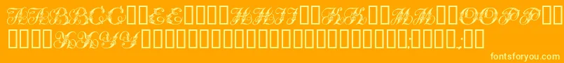 Tchekhonin2-Schriftart – Gelbe Schriften auf orangefarbenem Hintergrund