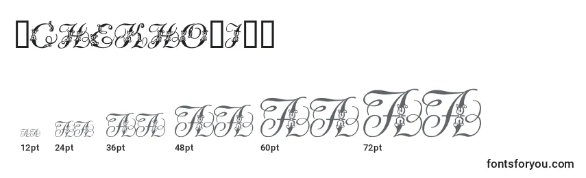 Größen der Schriftart Tchekhonin2