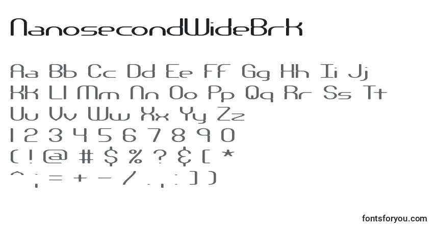 Czcionka NanosecondWideBrk – alfabet, cyfry, specjalne znaki